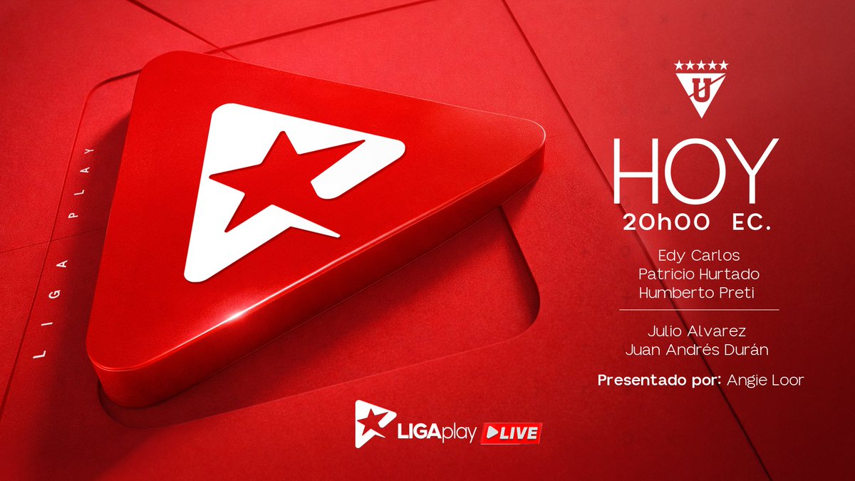 LDU_Oficial's tweet photo. 🚨 Hoy tenemos programa de #LIGAPlay directo desde Manta 🌊

🔗 Únete a nuestro EN VIVO a las 20h00 https://t.co/CrePF4Ly5L