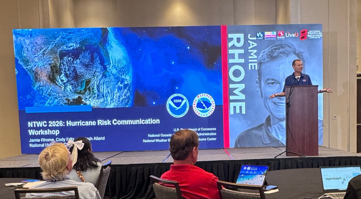 GraceyWeather's tweet photo. The National Tropical Weather Conference is a hidden gem for learning and collaborating with the best tropical minds in the industry! Unbelievable how much I learned in Day 1 alone. @NHC_Atlantic https://t.co/Ve7y0SbNug