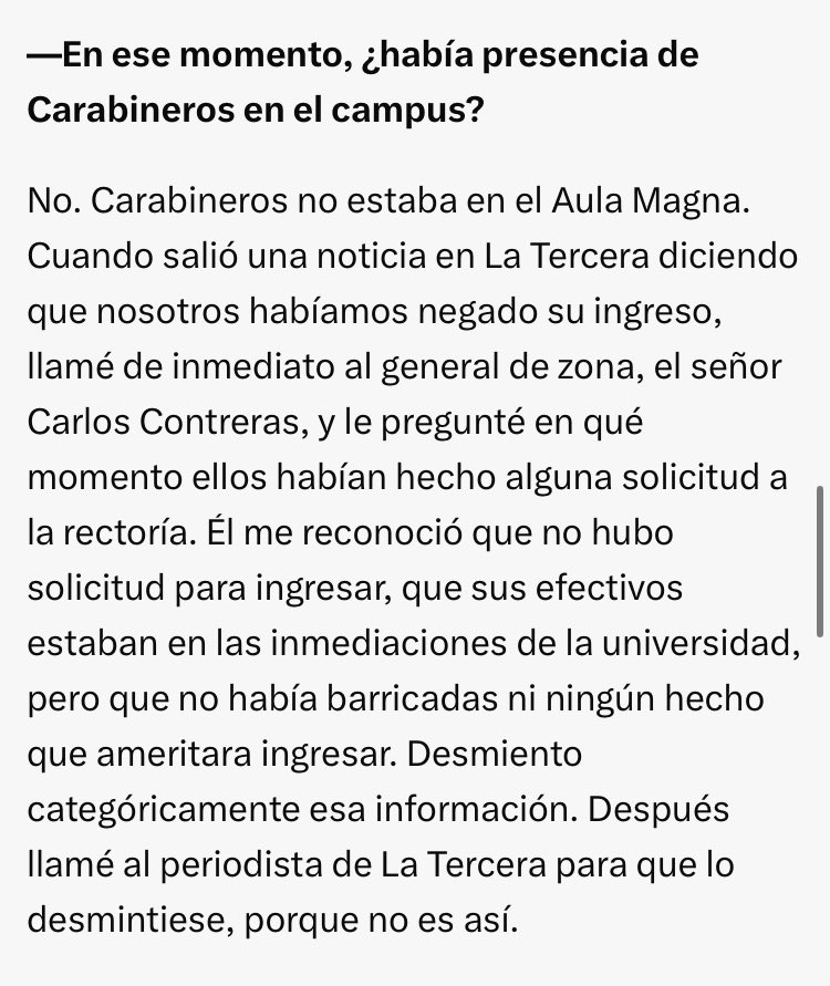 Esta es una parte de la entrevista al rector de <a href="/UAustraldeChile/">Universidad Austral de Chile</a> Egon Montecinos, que tiene un problema conceptual grave que se comete en Universidades y colegios. La autonomía no da derecho a que las fuerzas del orden no puedan entrar al recinto ante la posibilidad de comisión