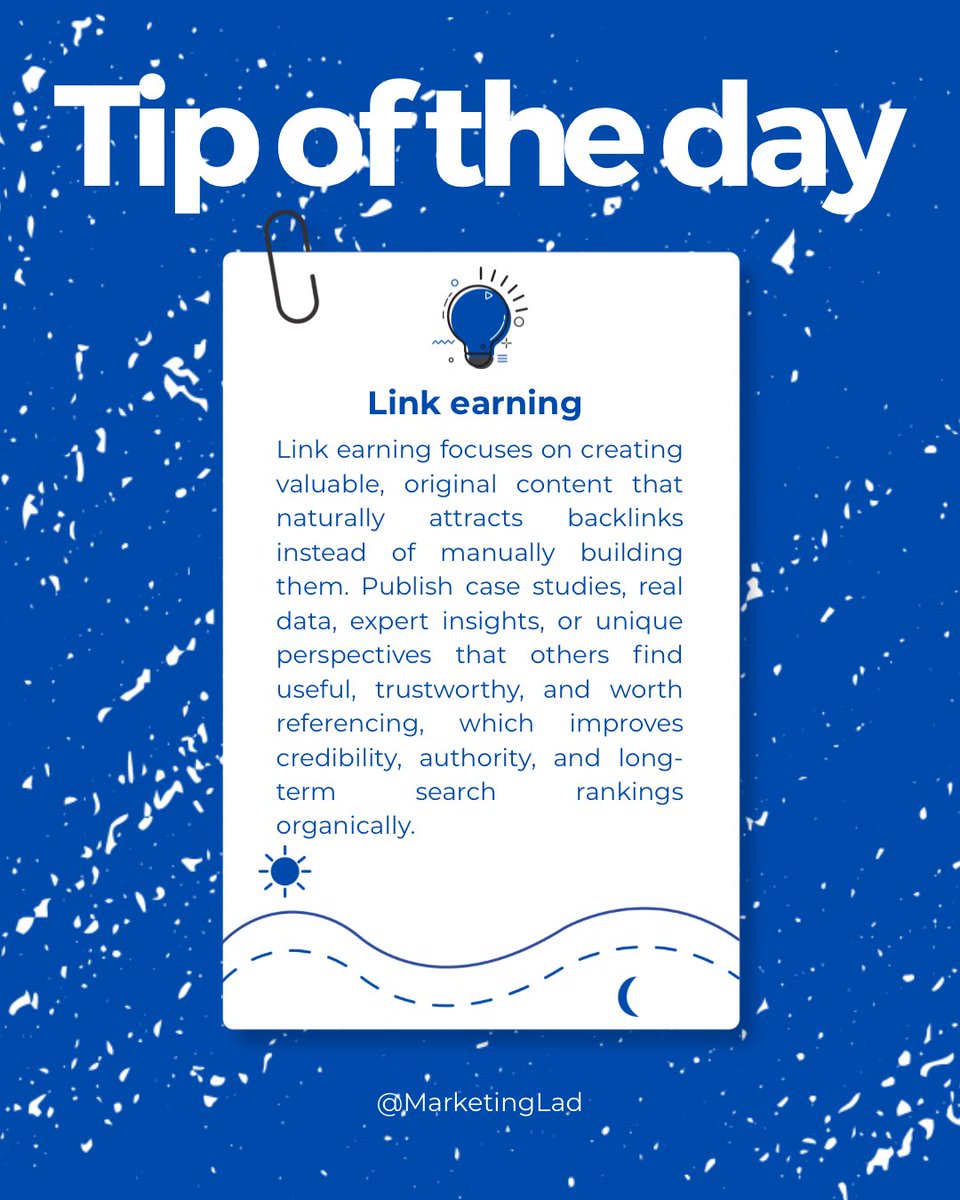 marketing_lad's tweet image. Stop chasing links—start earning them. 🚀
Create value, share real insights, and let your content do the work for you.
.
.
.
.
#SEOTips #LinkEarning