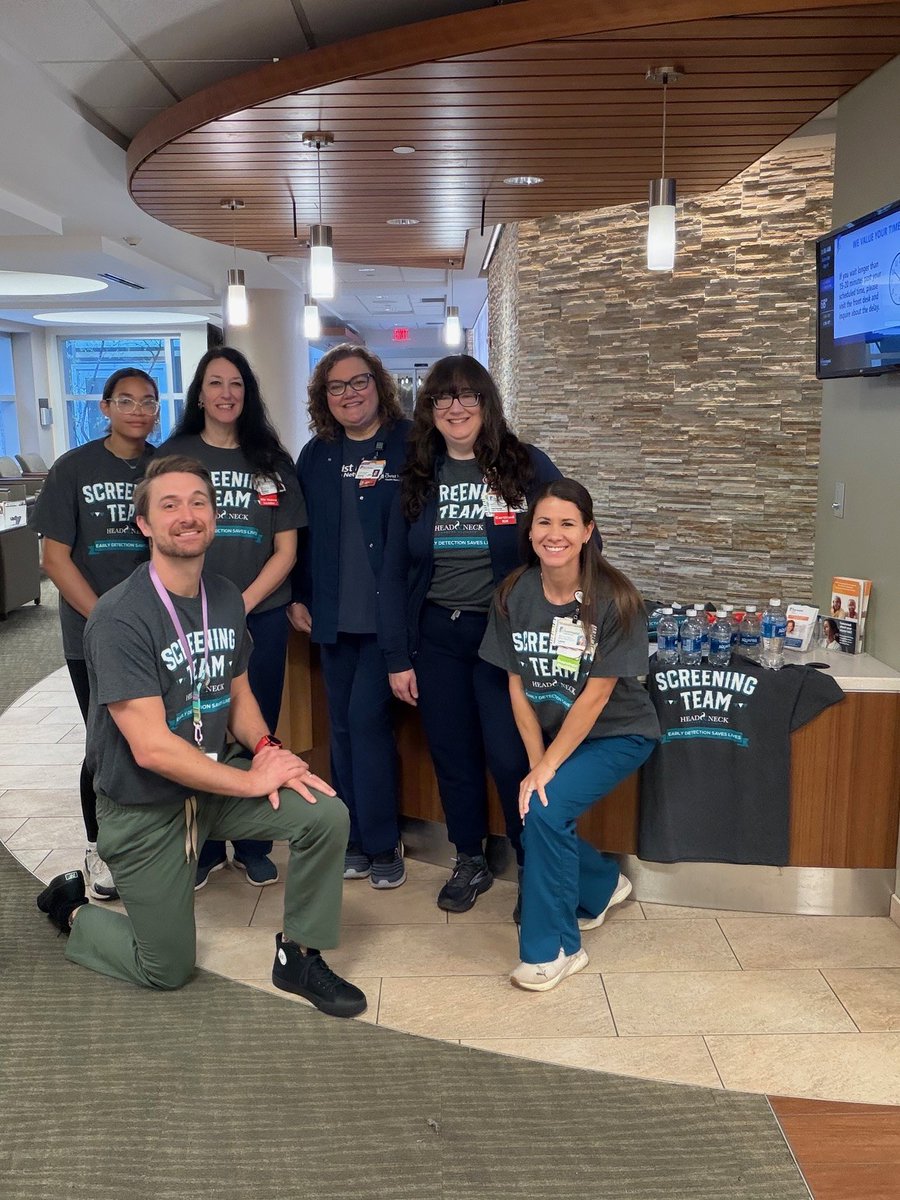 hncalliance's tweet photo. The team at The Christ Hospital in Ohio are looking snazzy in their screening t-shirts! They recently held a Head &amp; Neck Cancer screening and shared this photo of their team. 

If you'd like to see if there's a screening happening near you - search here: https://t.co/M0Dip8LW4b https://t.co/CtQhI0wARo