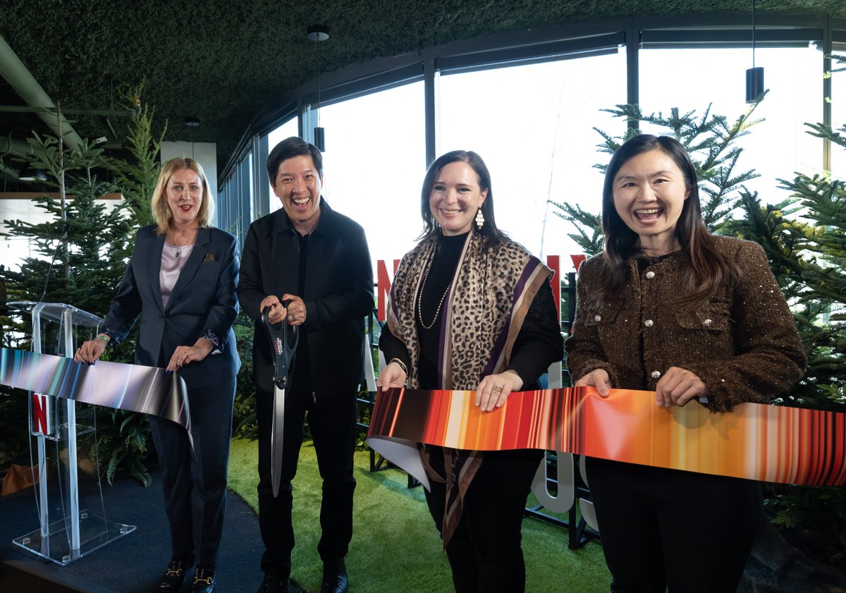 Netflix_CA's tweet photo. Last night in Vancouver, we celebrated the grand opening of Netflix Animation Studios alongside the Honourable Brenda Bailey, B.C.'s Minister of Finance, the Honourable Anne Kang, B.C.’s Minister of Tourism, Arts, Culture and Sport, and Vancouver Deputy Mayor, Sarah Kirby-Yung. Launching a new chapter in Netflix animation from the talented community in B.C. and beyond!