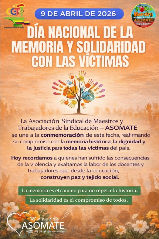 MaestroASOMATE's tweet photo. Por la memoria y la dignidad de las víctimas del conflicto en Colombia @CGTCol @UTRADECC https://t.co/TWFDaUw5Gi