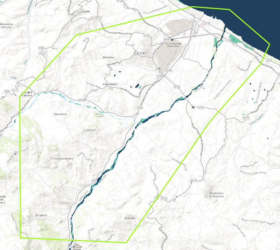 Overwatch_EU's tweet photo. ‼️‼️ On March 31st, severe flooding hit Molise and Abruzzo. 
The Liscione Dam reached capacity and started discharging toward Termoli's industrial zone. 

Copernicus EMS activated Rapid Mapping (EMSR871) to monitor the flooded areas.

We ran our fully automated pipeline on the same event, covering 4,643 Km2 in 2 minutes and 30 seconds, from image retrieval to flood extent map.
This is one of the services we built within OVERWATCH, a near-real-time flood mapping that can work alongside services like Copernicus EMS and get maps to responders faster.
These maps were generated from a single Sentinel-1 acquisition, from 02/04/2026 at 05:03.

Partners:
@EU4Space
@Ithacasrl
@LinksFoundation
@CBK_pan
@EngineeringSp
@INESCTEC
@Holo_LightGmbH
