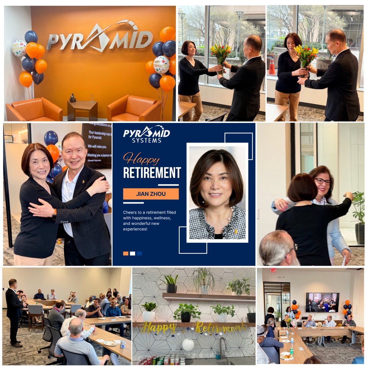PyramidSystems's tweet photo. After 10 years of dedicated service at Pyramid Systems, we proudly celebrate the retirement of Jian Zhou, Vice President of Account Client Delivery. 

At Pyramid, Jian consistently led highly complex, mission‑critical programs to success, most notably in support of HUD and USCIS, earning exceptional customer praise on nearly every project she oversaw. Her ability to balance delivery excellence, stakeholder trust, and team leadership set a standard few can match.

Jian’s impact spans a distinguished career well before Pyramid. She successfully managed multi‑million‑dollar portfolios, led major systems modernizations, transformed organizations from Waterfall to Agile, and rescued high‑risk programs to on‑time, on‑budget success. She earned multiple customer and corporate recognitions for turning around troubled initiatives, delivering award‑winning systems, and mentoring teams into high performers across federal agencies including HUD, USCIS, CBP, and DHS.

Thank you, Jian, for a remarkable career defined by leadership, integrity, and mission‑driven results. 

Wishing you a well‑earned and fulfilling retirement! 🧡