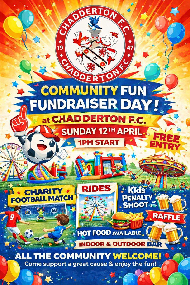 ChaddertonFC's tweet photo. Just a reminder of our community fun day this Sunday at the club bring your family and friends for what should be a cracking day 🤝 https://t.co/pDTPsK4t88