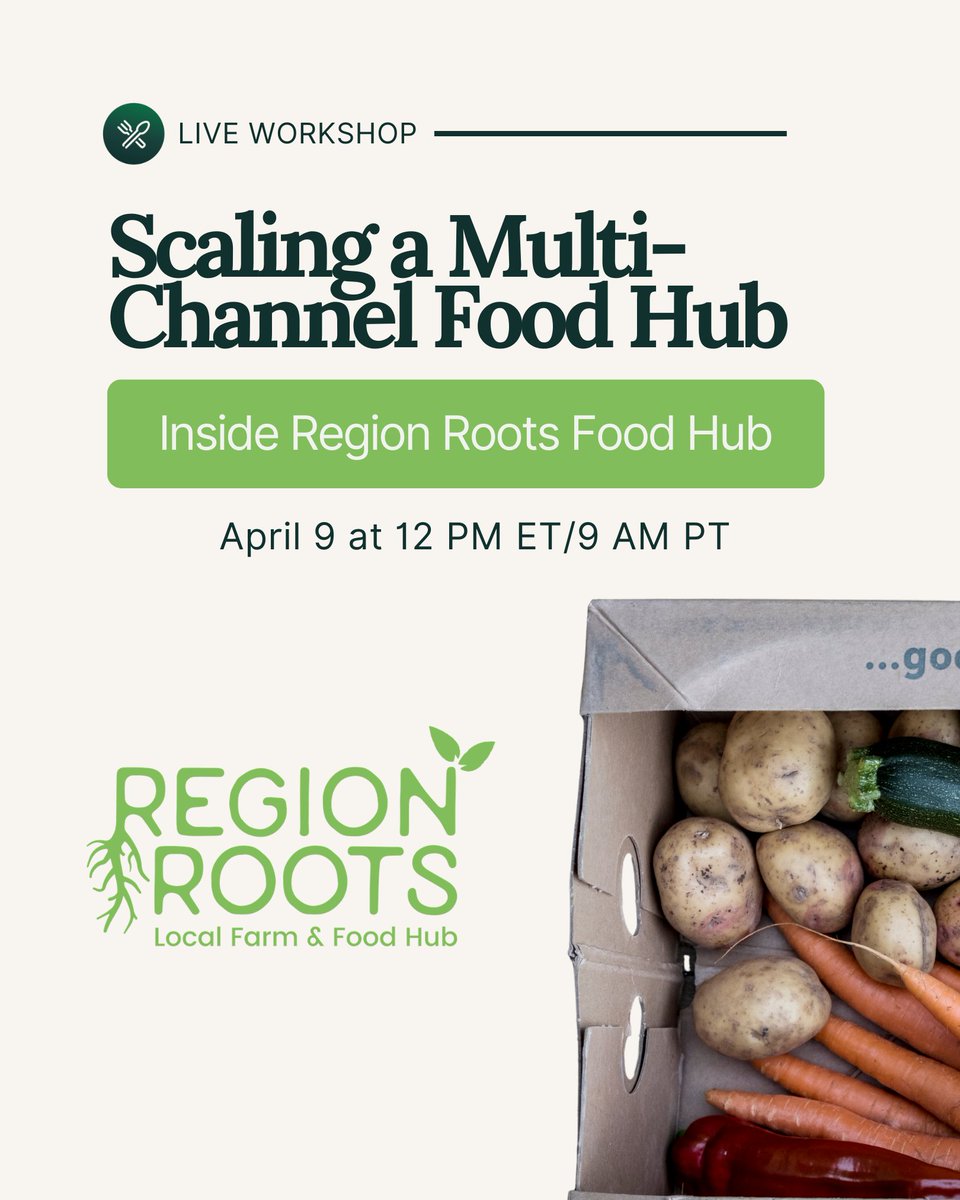 LocalLineInc's tweet photo. Join our live workshop at today at 12 ET with Region Roots for a look at scaling a multi-channel food hub connecting local producers with wholesale buyers and community programs. Learn key ops insights, lessons from growth &amp; how they use Local Line.
https://t.co/qnUQzSQFri https://t.co/HycyX3YkmG