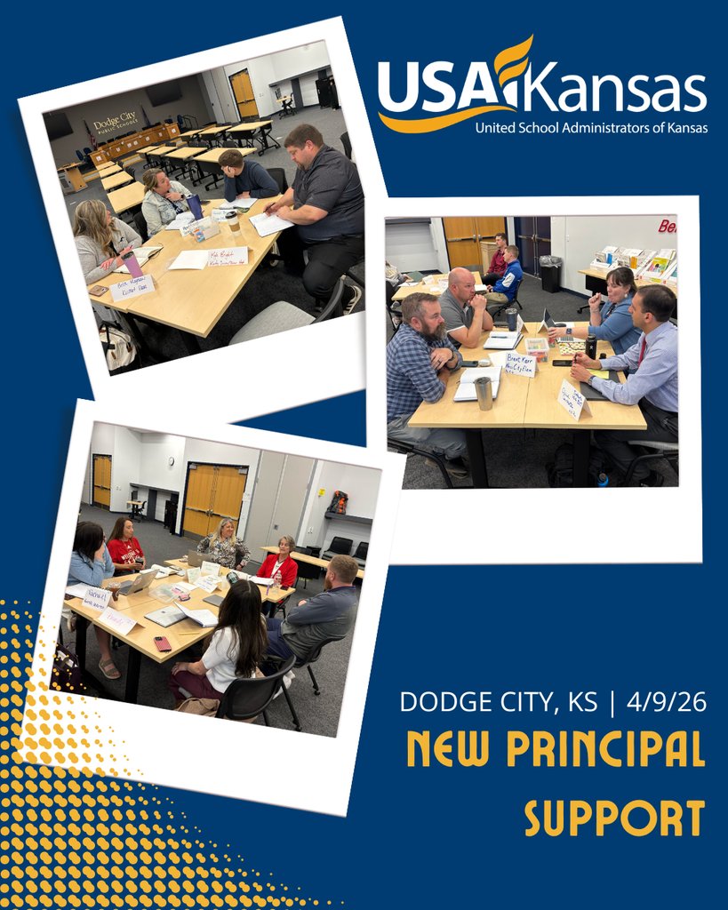 USAKansas's tweet photo. We are in Dodge City today working with our New Principal group for the final time. Some of our #KELI mentors are also here today to collaborate, reflect, and share with their mentees. Today's focus is on teacher collaboration, data analysis, and planning forward. https://t.co/IanCEzrbdt