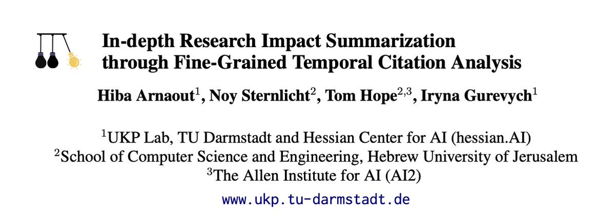 Hoper_Tom's tweet photo. Happy to share three papers accepted to the #ACL2026 @aclmeeting conference: on AI ideation, multimodal medical AI, and literature understanding.

If you want to read about them, check out the following posts from @NoySternlicht , @NirMMazor and @UKPLab . More updates on each to come separately.

In the hypothesis generation / ideation space : cross-domain inspirations. Led by @NoySternlicht .
https://t.co/d91iDkZ4B2

In the multimodal medical AI domain: medical image diagnosis with literature retrieval. Led by @NirMMazor .
https://t.co/hVRGITKfwM

In literature understanding space: summarizing thousands of citations to understand a paper's impact. Led by Hiba Arnaout from @IGurevych's lab, with major contributions from @NoySternlicht . 
https://t.co/ZTWZhbEWZX
