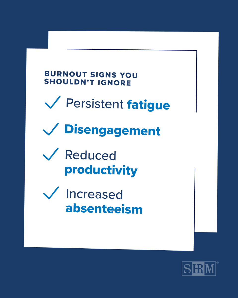SHRM's tweet photo. Burnout leaves clues before it becomes a crisis. 

This Stress Awareness Month, we’re sharing a simple framework to help HR Leaders spot early signs and support employee wellbeing. 

What signs are you noticing in your workplace? https://t.co/RpWvDnngBh