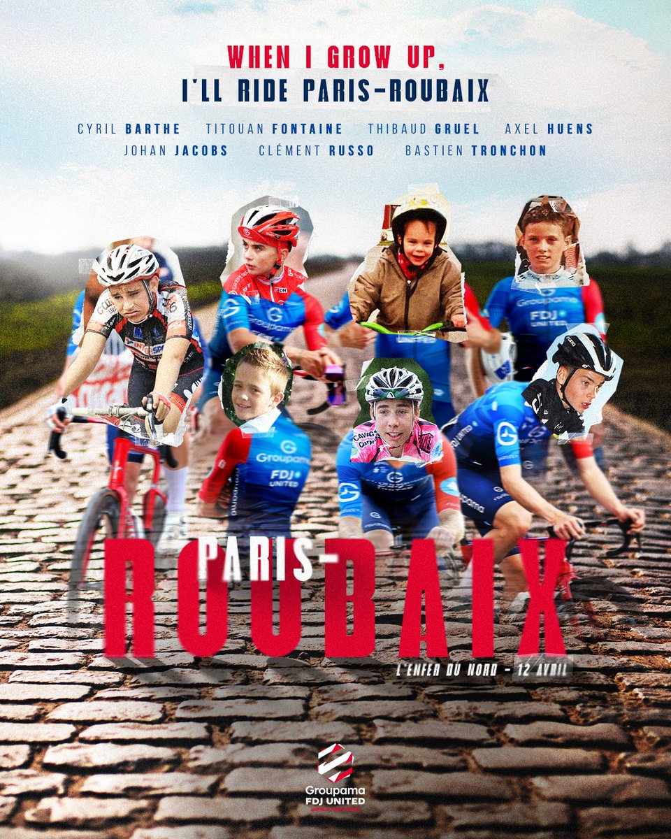 GroupamaFDJ's tweet photo. 👶 Quand je serai grand, je ferai Paris-Roubaix... https://t.co/LdyuKYOmSN