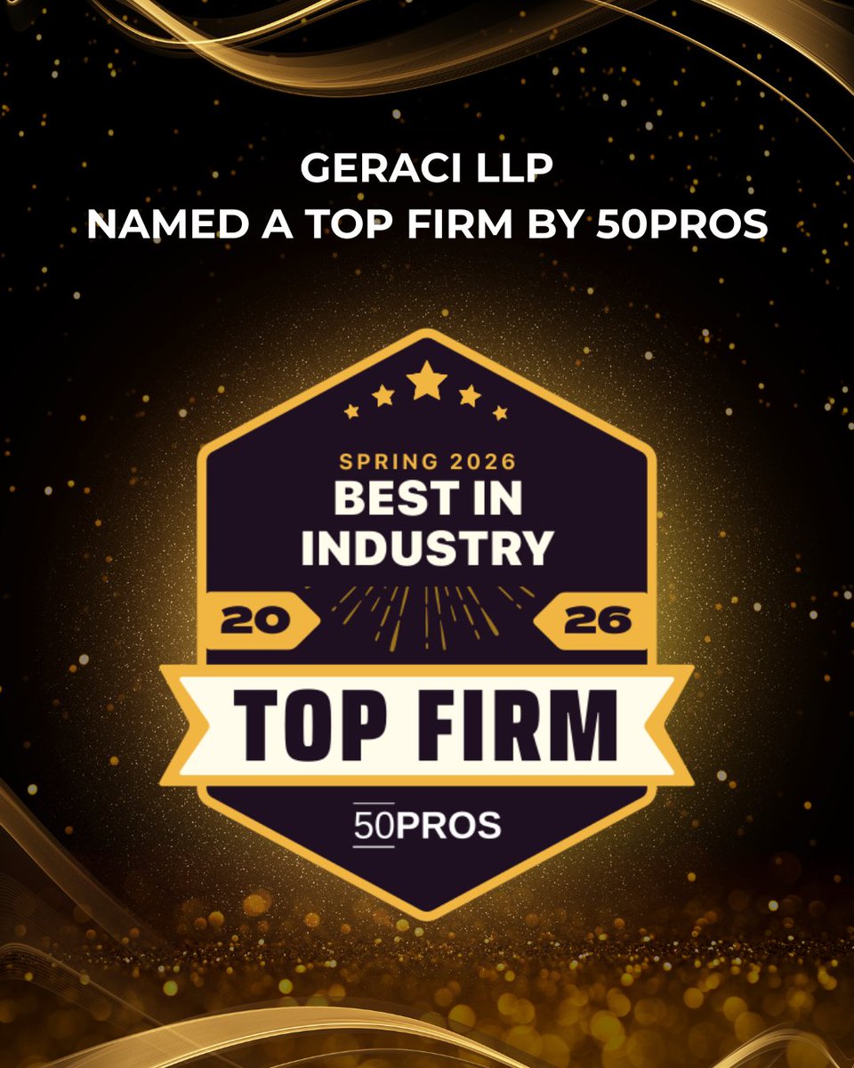 GeraciLLP's tweet photo. 🏆 Big News for Geraci LLP! 🏆

Thank you to 50PROS for naming us a Firm of the Year! We truly appreciate all the recognition and the love—it means everything to our team and the incredible clients we serve every day.

This achievement reflects the hard work, dedication, and passion that drives us to deliver top-tier legal solutions in the private lending space. We’re proud of how far we’ve come—and even more excited about where we’re going.

Here’s to another fabulous year of expanding Geraci LLP, building lasting relationships, and continuing to raise the bar! 🎉

#GeraciLLP #FirmOfTheYear #50PROS #PrivateLending #LegalExcellence #Grateful