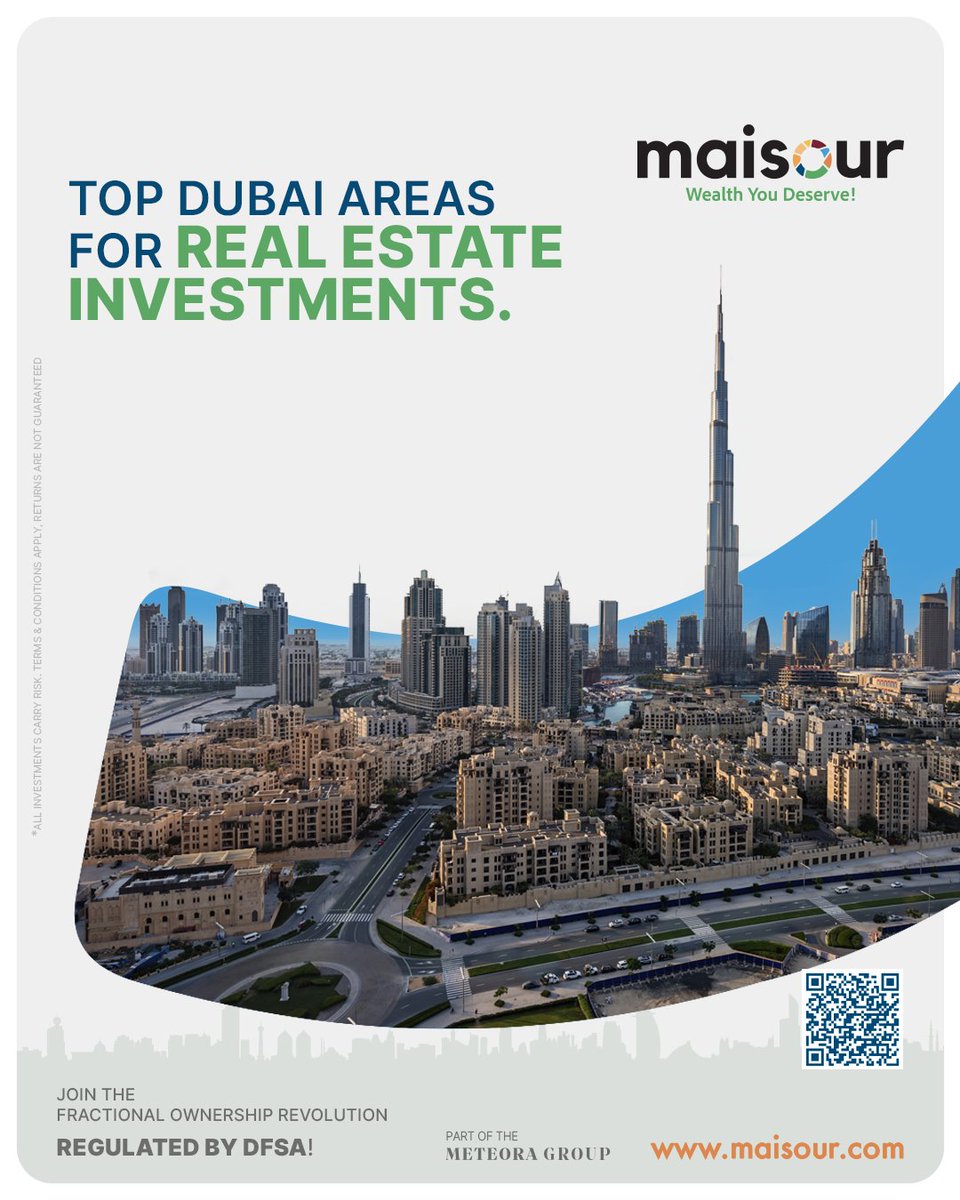 BeMaisour's tweet photo. Top Dubai Areas for Investment

These Dubai communities attract strong investor interest, backed by high transaction values.

Dubai Marina, Business Bay, Palm Jumeirah, Downtown Dubai, and Dubai Hills Estate remain top choices.

Start investing with Maisour.

#BeMaisour https://t.co/LbTyOFvpJU