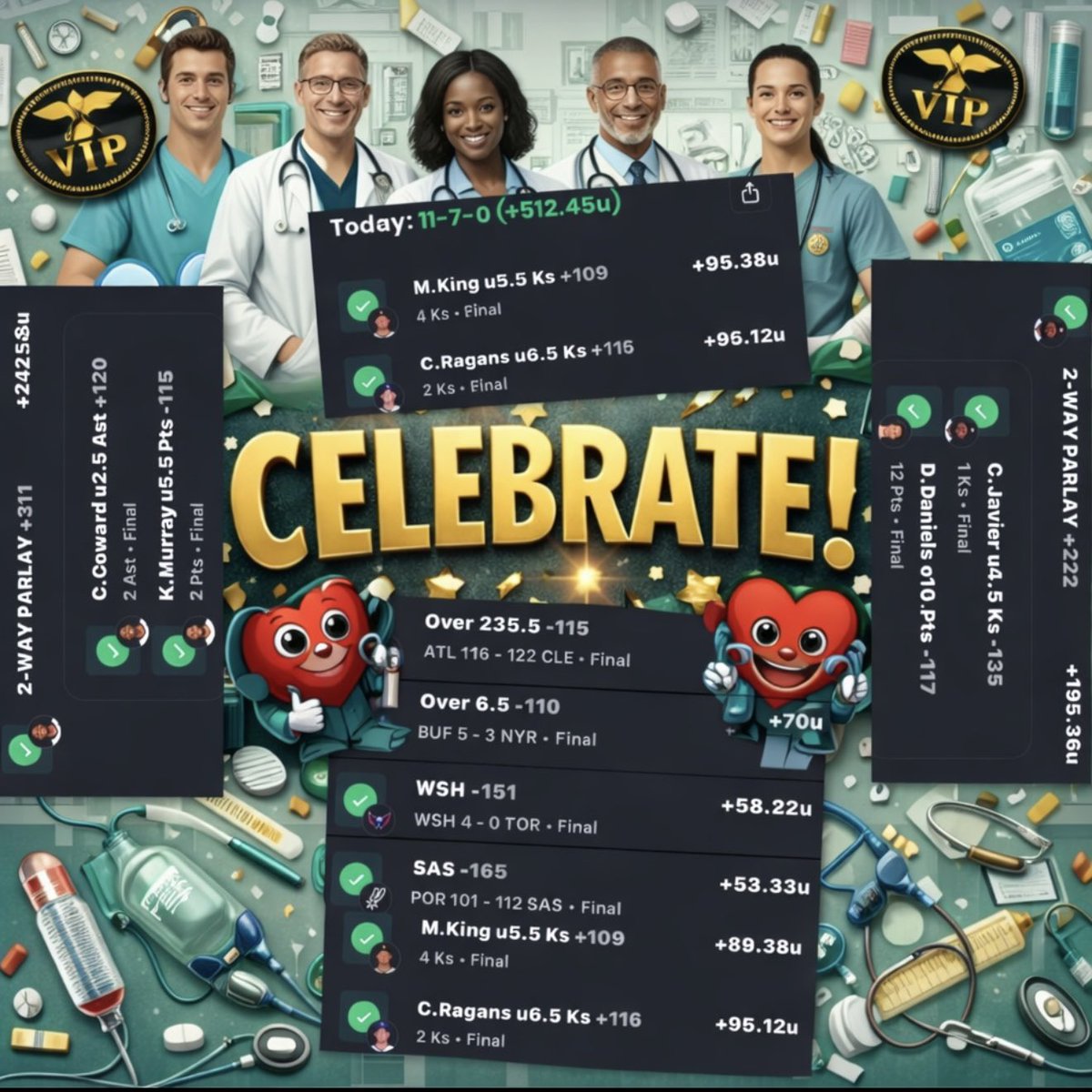 THE VIP IS DEFINITELY CELEBRATING 

ANOTHER DAY OF PROFIT 4 THE MEMBERS

IF U WANNA WIN USE THE LINK ⬇️⬇️⬇️⬇️

winible.com/doctorsportshq…

<a href="/DoctorsportsHQ/">DAILY WINNING BETS - VIP LINK BIO</a> #vip #winner #parlay #Gambling𝕏 #nba #mlb #nhl #gamble #fyp #fypシ゚viral #fypage #fypシ゚viralシfypシ゚