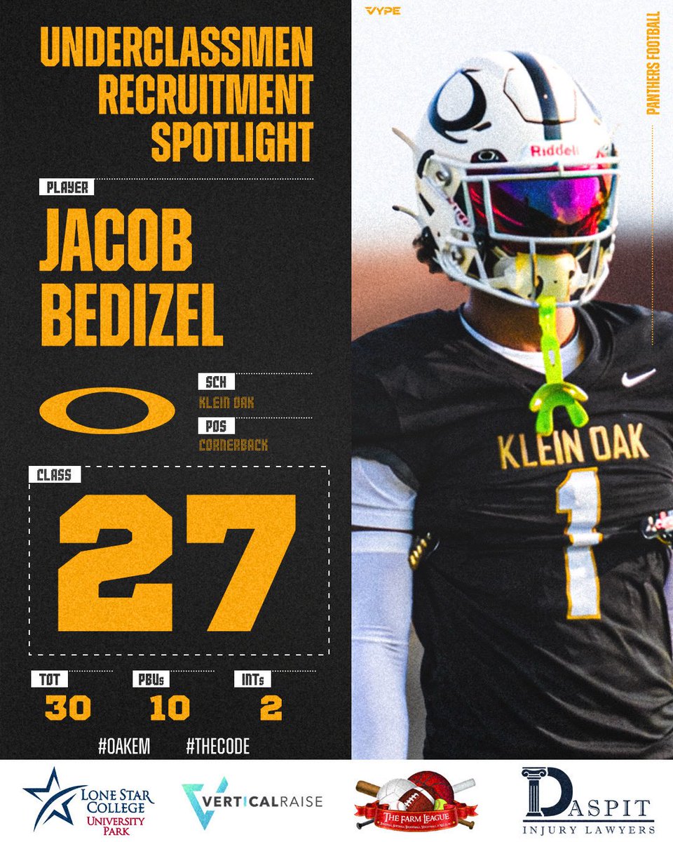 RecruitingTheO's tweet photo. 🚨Underclassman Spotlight🚨

2027 CB @BedizelJacob 

• 2 year letterman 
• Track kid
• Elite man to man Corner
• Ball Hawk
• High Football IQ 

Come get a high level Corner that already has next level recognition🔒

https://t.co/A68ZFmOFrC

#RecruitTheO https://t.co/F4Fx9SOIAw