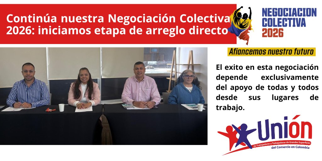 UnionComercioCo's tweet photo. Iniciamos oficialmente la negociación para conquistar nuestra 8a Convención Colectiva de Trabajo de manera ininterrumpida. Un logro posible solo por tu gran apoyo.
⁉️🤔¿Tienes preguntas sobre el proceso de negociación colectiva?  🧵1 de 
@LuzMarinaDiazJ @SandraV04810445 https://t.co/U9EMylparX