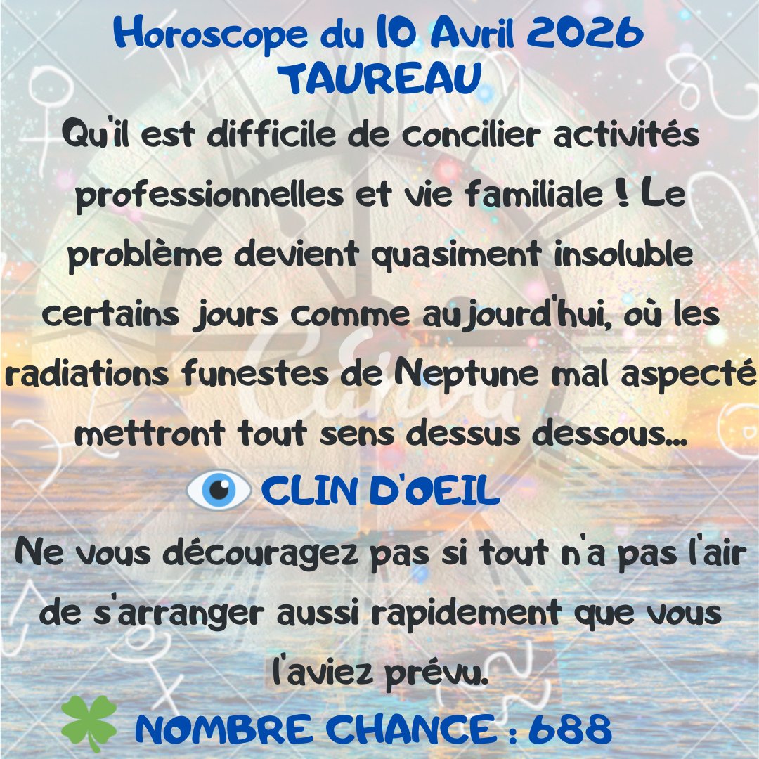 feespirituelle's tweet image. Votre horoscope pour ce vendredi 10 Avril 2026.
#TAUREAU #CAPRICORNE #BALANCE #POISSON
🔮 lafeespirituelle.fr/collections/vo…🔮