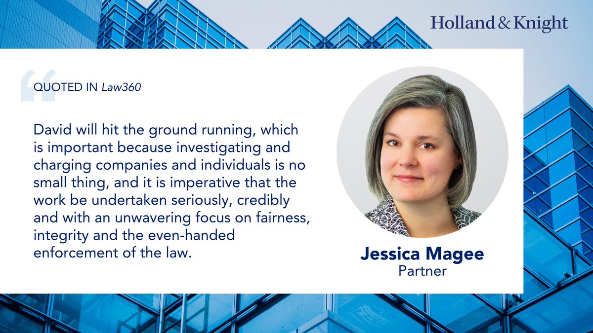 Holland_Knight's tweet photo. The appointment of David Woodcock to lead the #SEC's Division of Enforcement marks another notable development as the agency continues to refine its #enforcement priorities. In a @Law360 article, Securities Enforcement Defense Team Chair Jessica Magee, who previously worked with Woodcock in the SEC's Fort Worth Regional Office, discussed why his experience, leadership style and deep institutional knowledge position him well to step into the role. Read more: https://t.co/q8z9N8l3oO #securitieslaw #publiccompanies