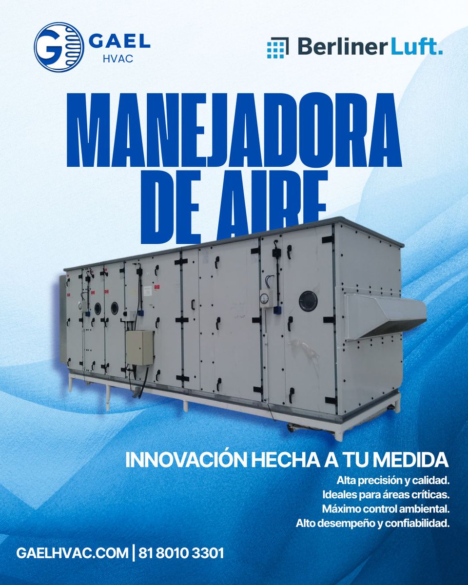 GaelHVAC's tweet photo. Manejadoras de Aire GAEL | BerlinerLuft

Ingeniería alemana adaptada a tus necesidades.
Máximo rendimiento, control preciso y operación confiable en cada proyecto.

📲 https://t.co/dflSOK3QKI | 81 8010 3301 https://t.co/ft9quVdno7