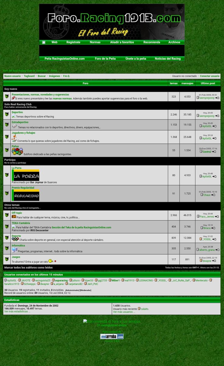 Hace unos cuantos años Racing1913 tenía esta pinta… 👀💻
¿Tú llegaste a vivir esta versión o eres de la nueva escuela? 😉