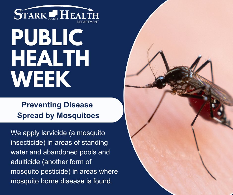 Our environmental health services team takes action to help prevent the spread of disease from mosquitoes each summer. We apply larvicide and adulticide where mosquitoes are found. Learn more at starkhealth.org #PublicHealthWeek