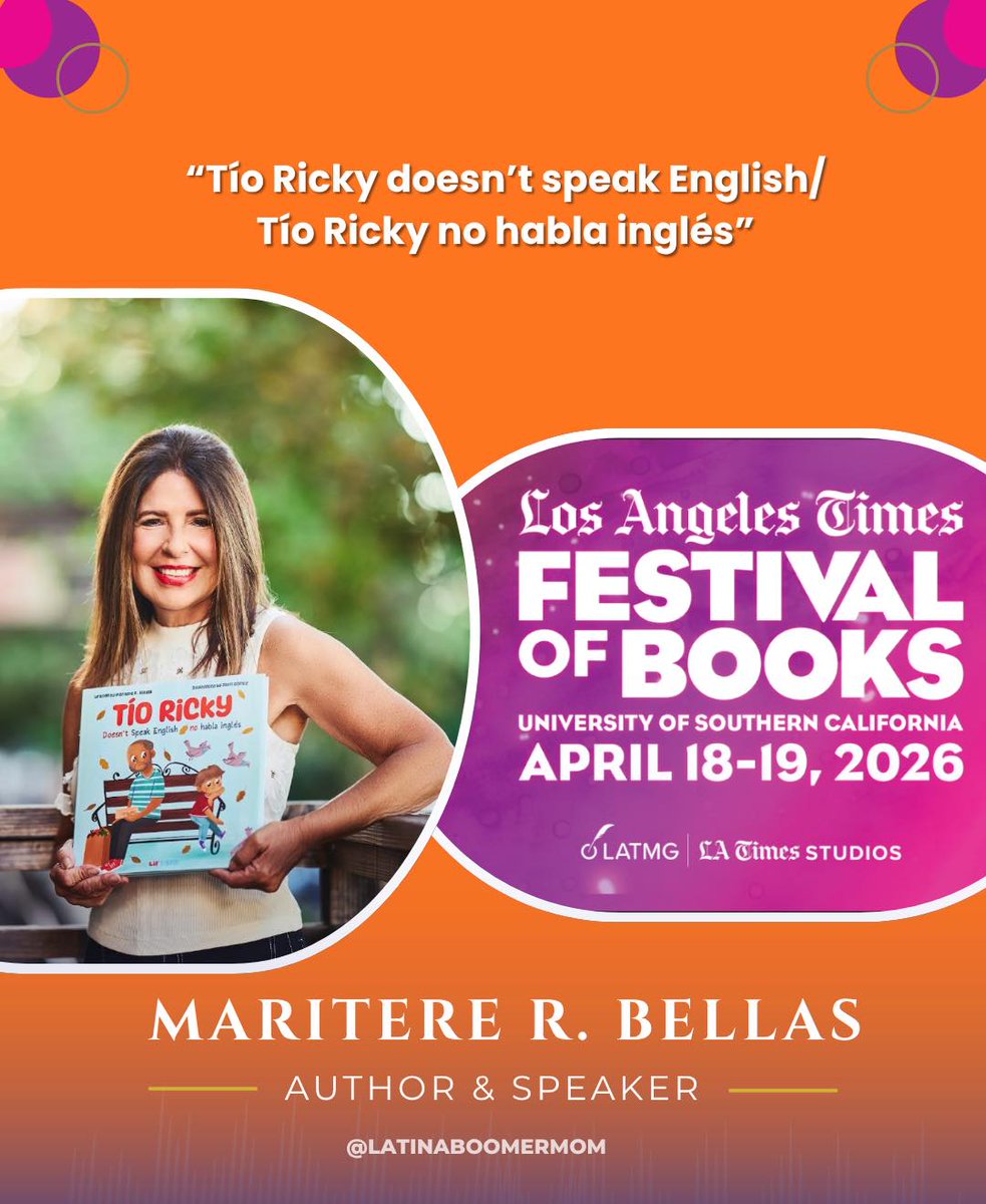 maritererbellas's tweet image. Excited to be participating in the largest book festival in the nation! @latimesfob 
Reading my book at DeLos stage is a dream! 
4/19 10:30 am
Also at Lil'Libros nook and at @PagesMB 
Stay tuned for details, mi gente!

#bookfest #laevents #authorlife #tioricky