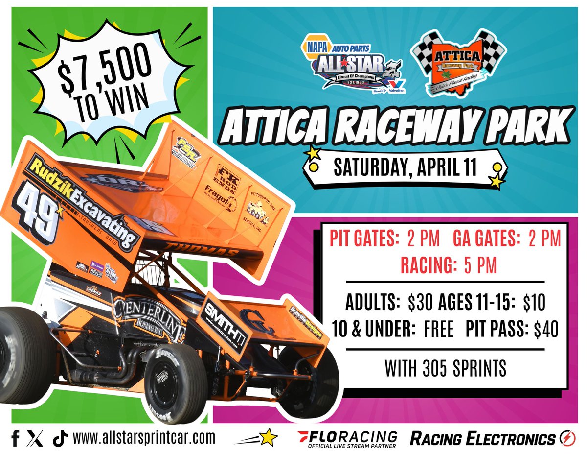 AllStarSprints's tweet photo. Well, our phone calls to Mother Nature didn't go as planned. Due to forecasted rain and cold temperatures for Friday, April 10th, ASCOC and @atticaracewyprk officials have made the decision to cancel Friday's event. https://t.co/AOGRtAhFtU