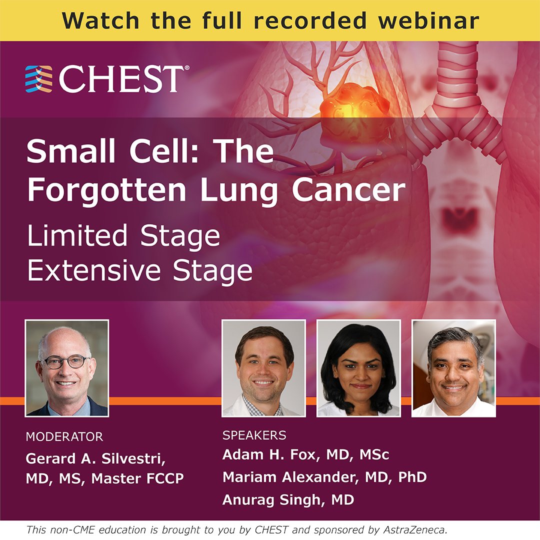 accpchest's tweet image. Learn more about the latest advancements in limited-stage and extensive-stage small cell lung cancer. Watch our on-demand webinars now: hubs.la/Q046ydsN0 

#SCLC #CancerControlMonth #LungHealth
