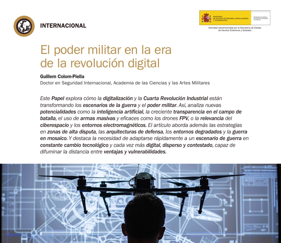 gcolpie's tweet photo. Recién publicado "El poder militar en la era de la revolución digital", que incide en la innovación militar disruptiva que tenemos frente a nuestros ojos y que tanto nos cuesta (por razones burocráticas e industriales) aprovechar, en: https://t.co/dJAvC7VNao https://t.co/scCKakvNqf
