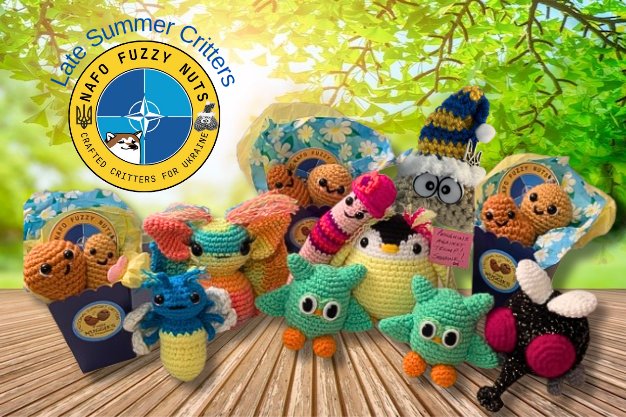 joliemackdotcom's tweet photo. We should probably tell folks what #FuzzyNuts is 😃🧶 We're a small NAFO team of 🇨🇦🇺🇸 crochet crafters that make cuddly Critters for adoption in support of Ukraine. Over the years, we have fundraised $25k+ for 🇺🇦 initiatives, funding everything from pet care to groceries for seniors. Follow @FuzzyNut1223 to see how it works!