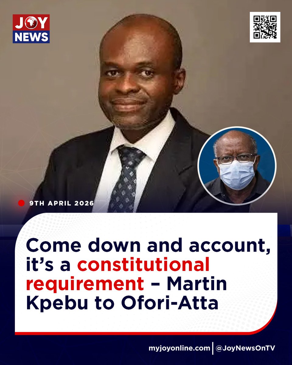 Joy997FM's tweet image. Come down and account, it’s a constitutional requirement – Martin Kpebu to Ofori-Atta

Details here:
myjoyonline.com/come-down-and-…

#JoyNews #Viral #Explorepage #Ghana #JoyFM #GhanaNews #Ghana #NewsUpdate #Africa #GhPolitics #News #AfricaNews #CurrentAffairs #Vlog