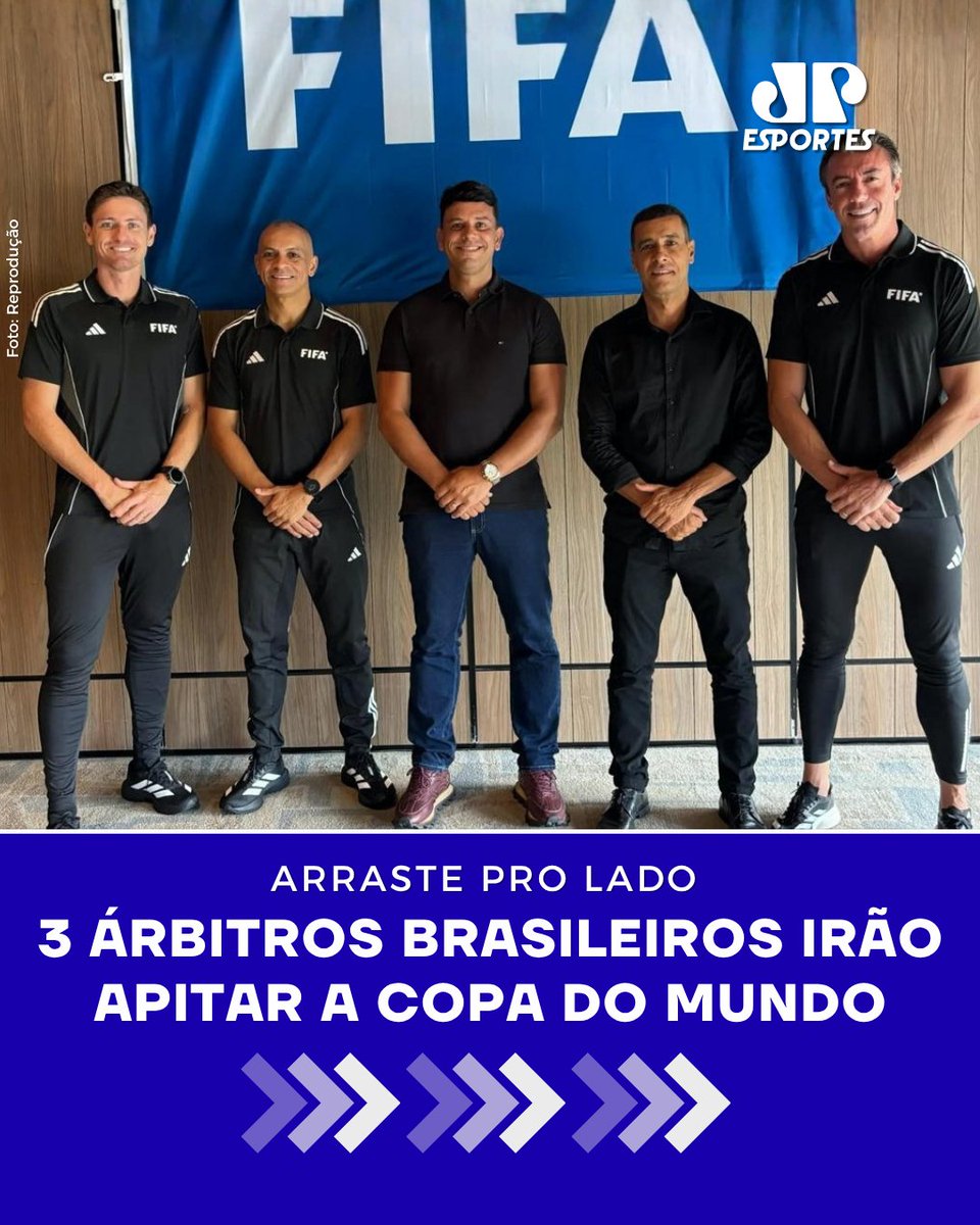 JovemPanEsporte's tweet image. MAIS BRASIL NA COPA!🇧🇷 Ramon Abatti Abel, Wilton Pereira Sampaio e Raphael Claus foram escolhidos pela FIFA para apitar a Copa do Mundo.

#FIFA #CopadoMundo #Futebol