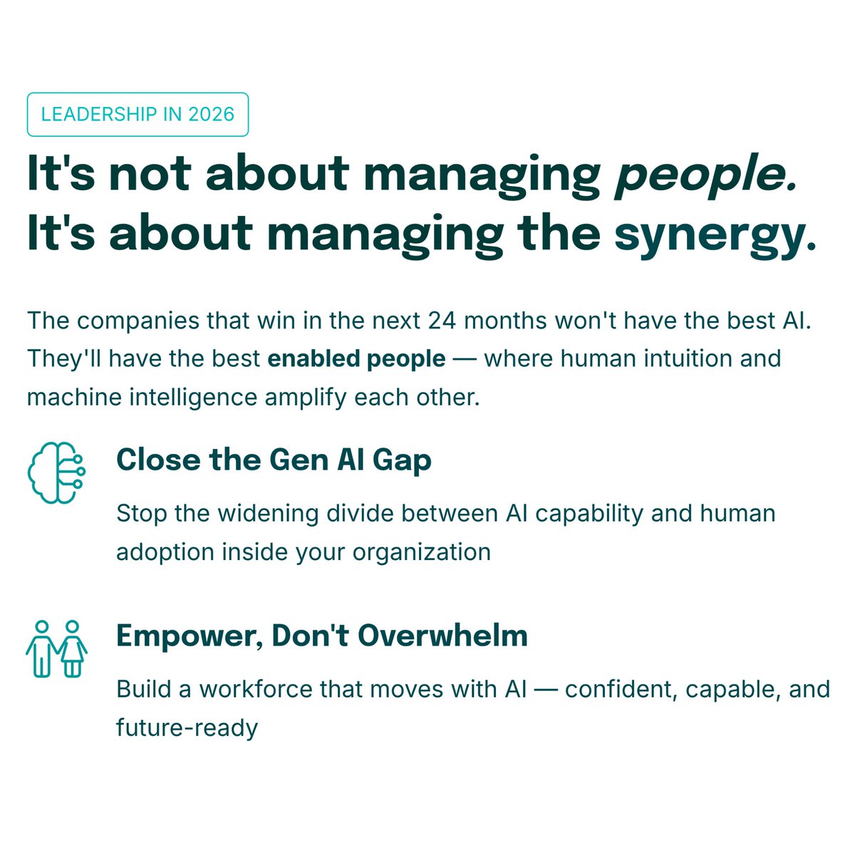 GenAIEnable's tweet photo. GenAI Enable is your partner in workforce evolution.
#ChangeManagement #Upskilling #LeadershipDevelopment #WorkforceEvolution #AIStrategy #InnovationMindset #GenAIEnable https://t.co/nLOS4qL7di