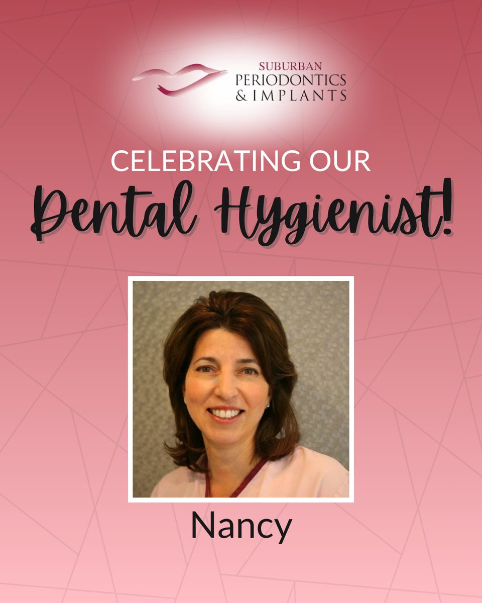 SuburbanPerio's tweet photo. Celebrating our amazing hygienist this week! Nancy works hard to keep every smile bright and healthy. She makes dental care a comfortable and positive experience for everyone. Join us in celebrating her! https://t.co/HoqQb6pfWB