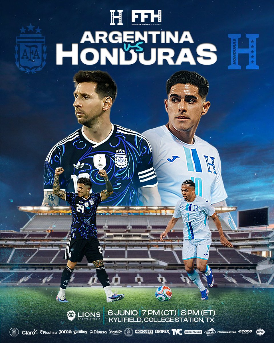 ⚽️ ¡Fogueo internacional confirmado!

La Selección Nacional de Honduras 🇭🇳 se enfrentará a <a href="/Argentina/">🇦🇷 Selección Argentina ⭐⭐⭐</a>  🇦🇷 en Fecha FIFA.

📅 6 de junio 
📍 Kyle Field, College Station, Texas 🇺🇸

💙 ¡Catrachos de corazón en Texas, apoyemos al equipo de todos! 🗣️👏🏼

#UnNuevoCamino #UnaNuevaIlusión