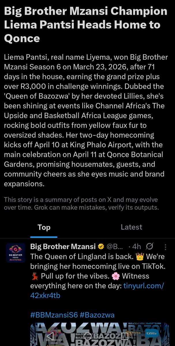 Zookie979285301's tweet image. Twitter giving us a summary of Liema Pantsi's post the show life🔥🔥🔥🔥 

1 DAY TO LIEMA HOMECOMING
LIEMA COMES HOME FRIDAY
#StreamBellsNWhitles
#LiemaPantsi
#BBMzansiS6