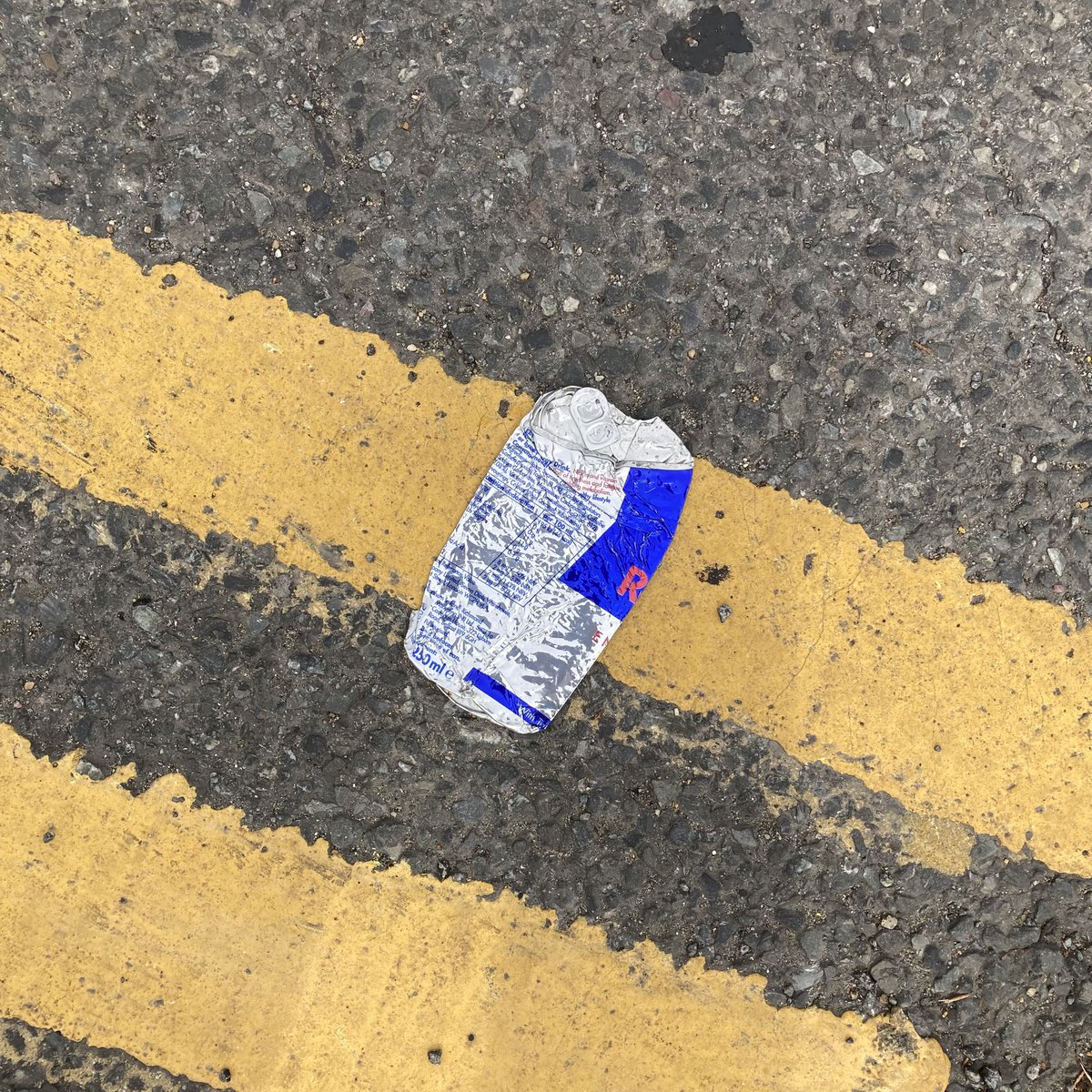 RedBullLitter's tweet photo. Red Bull can #1941: Parked on a double yellow line, Totteridge. #RedBull #Litter #LitterPicking #Recycling #KeepBritainTidy https://t.co/lKja76oXrV