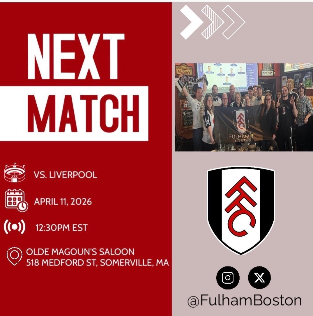 FulhamBoston's tweet photo. The international break is finally over. It is officially the RUN-IN!! Come join us @magounssaloon at 12:30PM this Saturday as we take on Liverpool. Join us as we get the treat of Jedi putting Salah in his pocket one last time!

#ffc #fulhamerica https://t.co/wbLEPZOd0v