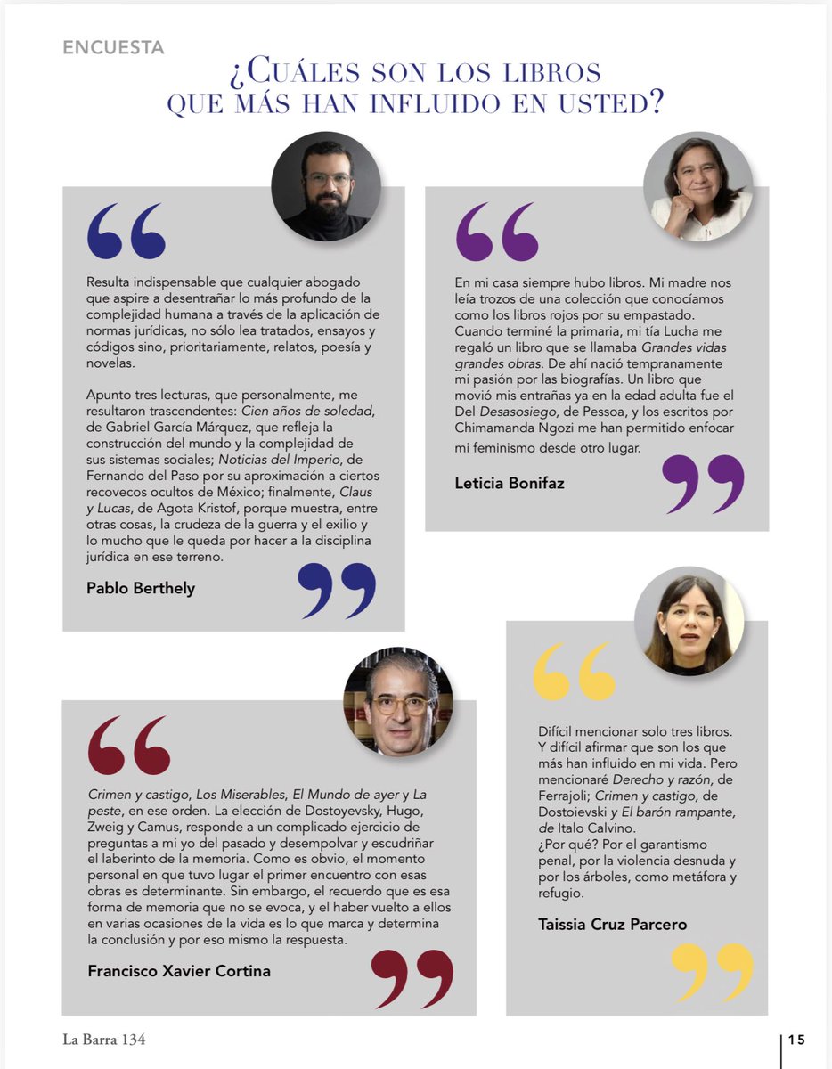 GLaveaga's tweet photo. En el número abril-mayo de 'La Barra' (revista de la @BMA_Abogados) que tengo el honor de dirigir, algun@s abogad@s mencionamos tres o cuatro libros que marcaron nuestras vidas. 
Comparto con ustedes la encuesta 1/2 : https://t.co/0wDPRwwS9E