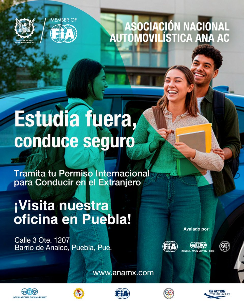¿Te vas de intercambio? Maneja sin preocupaciones. Tramita tu Permiso Internacional para Conducir en el extranjero. Visita nuestra web oficial, no te dejes engañar por oficinas falsas. ow.ly/pEuI50YFQTj / 222 227 6356 / Avalado por la FIA - FITAC y ONU