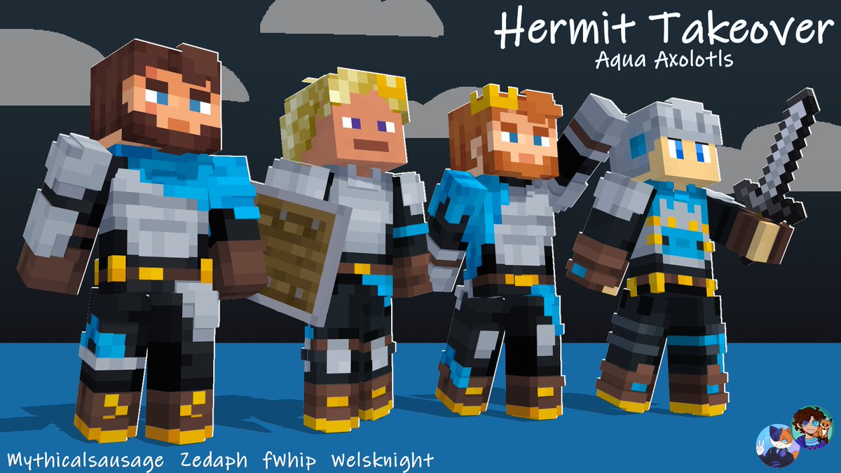 KubaBabilon13's tweet image. 🛡️MCC: Hermit Takeover Aqua Axolotls Skins🗡️

⭐️Collab with @Glitch3959 ⭐️

↓ Skin Downloads in the Replies ↓
↺ Retweets Appreciated ↺

[#mcc #mccskins #aquaaxolotls @Mythicalsausage @ZedaphPlays @Failwhip @WelsknightPlays]
