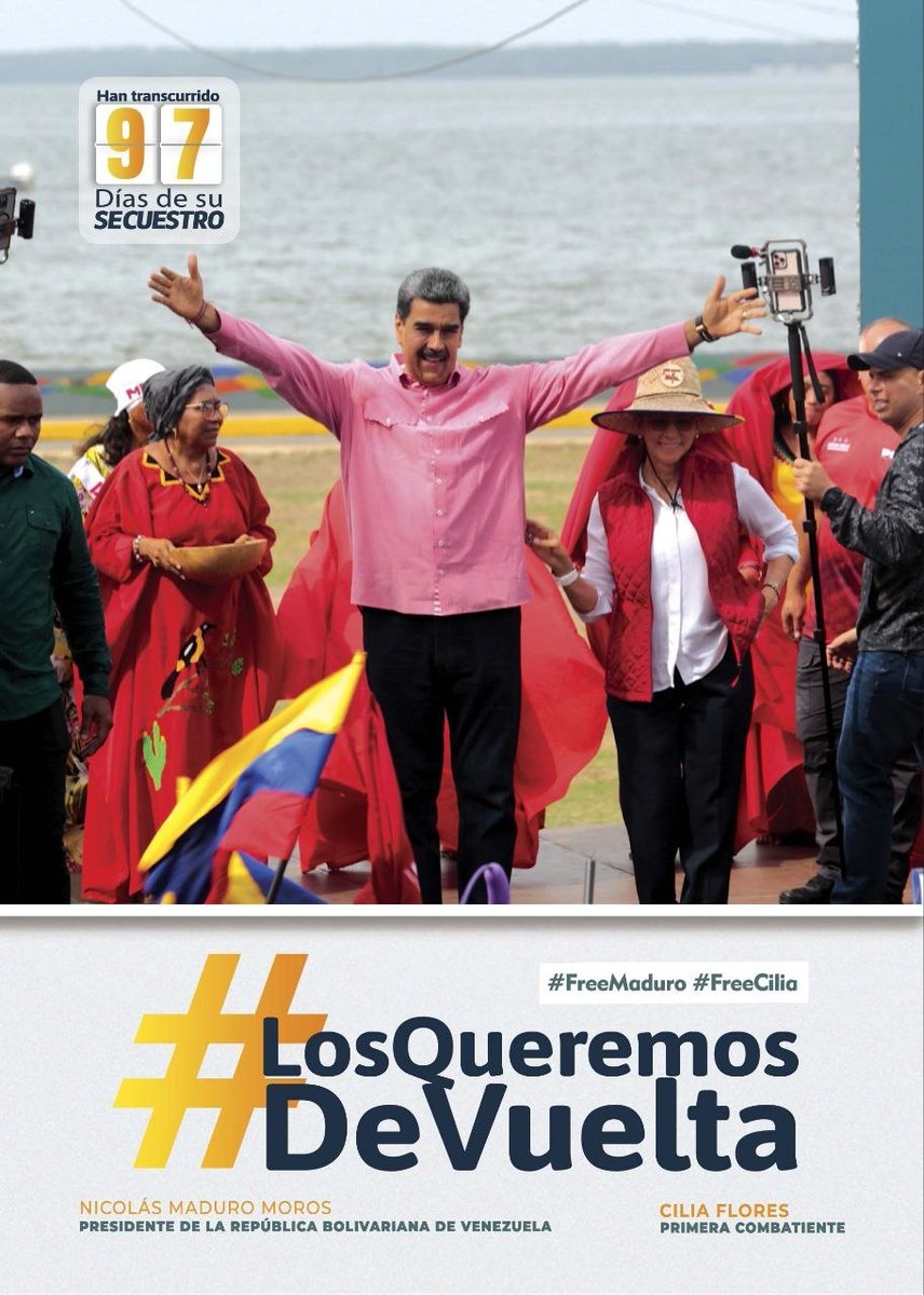 ThaChacoa's tweet photo. 🚨 LOS QUEREMOS DE VUELTA

Han transcurrido 97 días de la retención... Queremos de vuelta al Presidente Nicolás Maduro y a la Primera Dama Cilia Flores.

#venezuelanoescoloniadenadie
#LealesSiempreTraidoresNunca
#LosQueremosDeVuelta https://t.co/yyoSUPFrw3