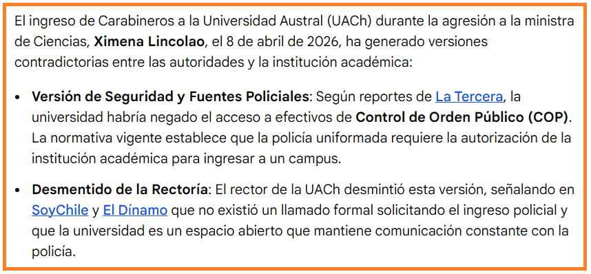 ¿Por qué Carabineros no ingresó a la Universidad Austral ante un hecho flagrante de agresión contra una autoridad de Gobierno, General Director de Carabineros Marcelo Araya?