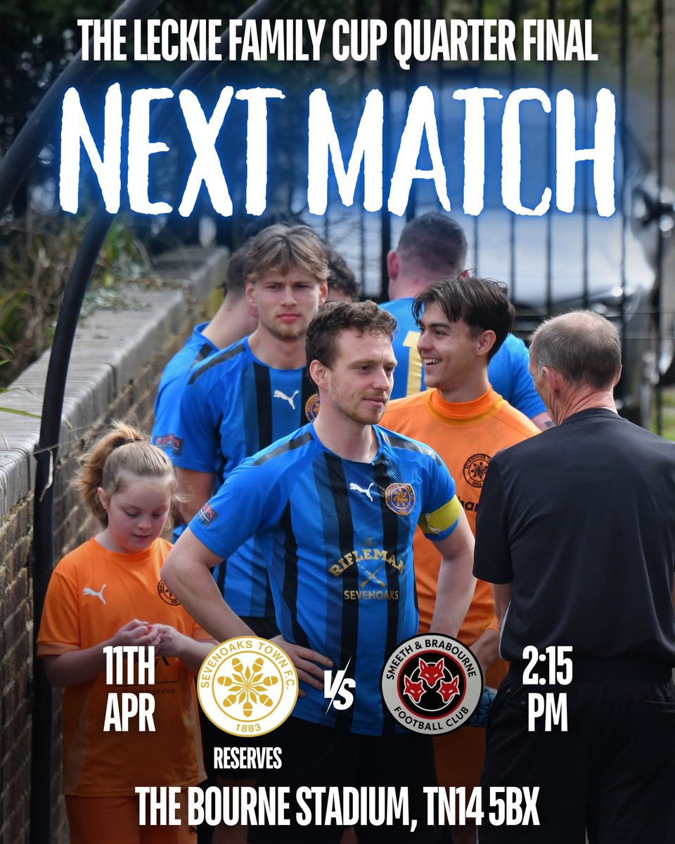 SevenoaksTownFC's tweet photo. NEXT UP FOR OUR FIRST TEAM AND RESERVES THIS WEEKEND! 💪

FIRST TEAM:

🗓️ Saturday 11th April 
🆚 Sheppey United
⌚️ 3pm
🏟️ Holm Park, ME12 3DB
🎫 Adults £10, Concessions £5, Child (15-17) £3, U15s Free
🏆 Isthmian League South East

RESERVES:

🗓️ Saturday 11th April
🆚 Smeeth and Brabourne
⌚️ 2:15pm
🏟️ The Bourne Stadium, TN14 5BX
🎫 Free Entry 
🏆 The Leckie Family Cup Quarter Final 

🔵⚫️ | #Sevenoaks #STFC