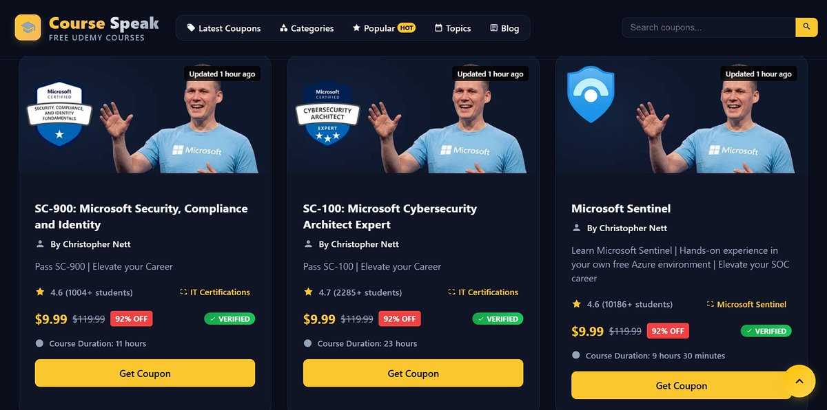 courses_peak's tweet photo. 18 Top Udemy Coupons (April 9, 2026) - Daily Discount Deals 

Verified Udemy coupon codes for April 9, 2026. Free courses in IT &amp; Software, Design,  Programming Languages and more. All tested for maximum savings. 

https://t.co/23gF0fNGZR 

#UdemyCouponCode #UdemyDiscounts https://t.co/k2o4EQumzK