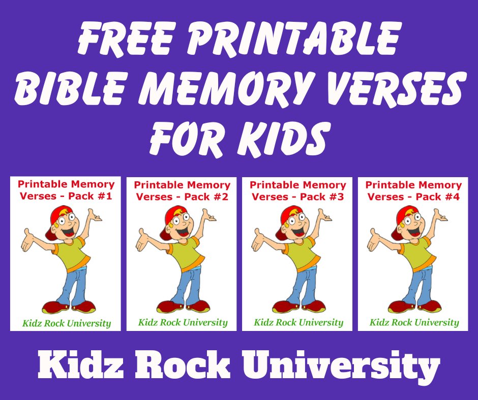 writingforkidz's tweet image. Each Pack contains (5) 8" x 11" Memory Verses with cute animations that can be printed out and displayed where your children can see them. #BibleVerses #Jesus #Free Here's where to find them: kidzrockuniversity.com/family-time