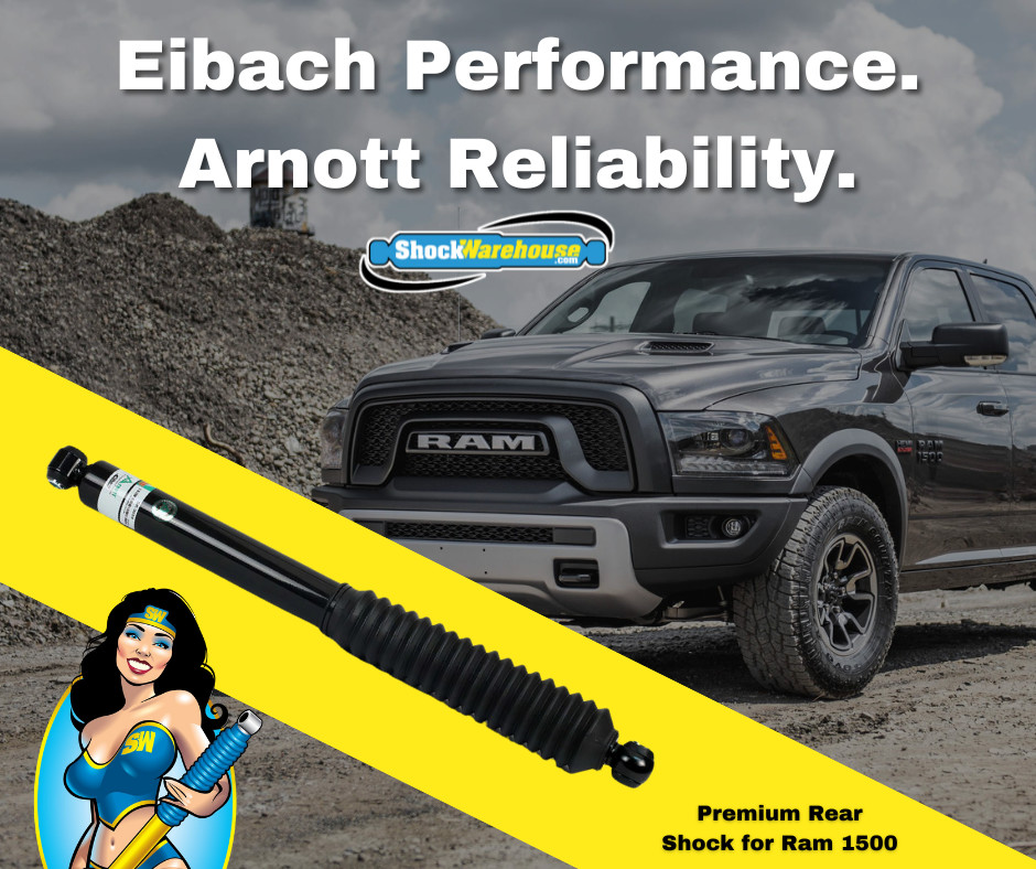 Shockwarehouse's tweet image. The SK-3556 rear shock for 2013–20 Ram 1500 w/ air suspension and 4WD. rb.gy/3jwvbb
Built with a monotube Eibach shock, this upgrade is all performance—no compromise. Backed by Arnott’s top-tier warranty. 
#Ram1500 #Eibach #Arnott #SuspensionUpgrade #Shockwarehouse