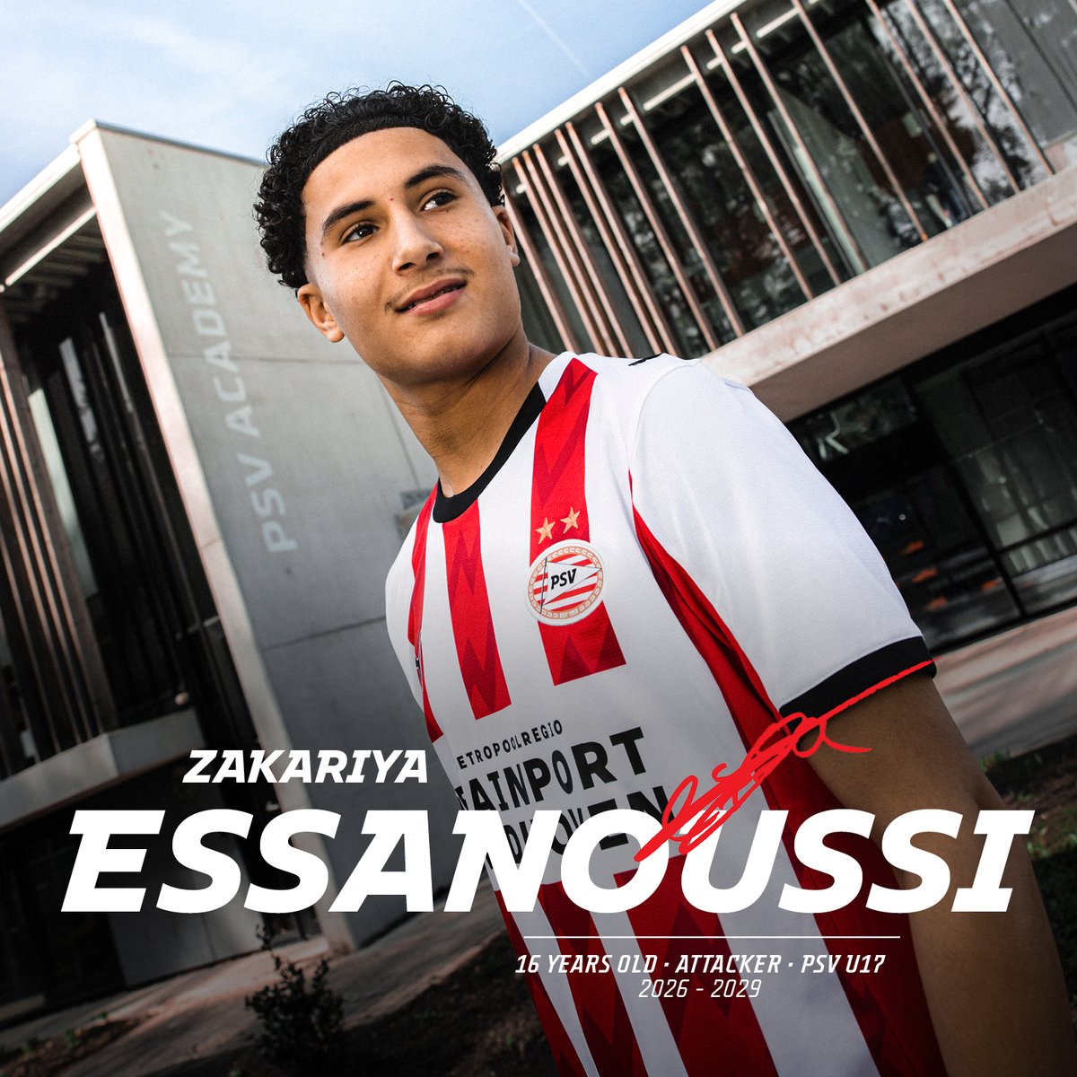 PSV's tweet photo. Zakariya Essanoussi. Terug bij PSV! 🌟
De zestienjarige aanvaller komt over van Helmond Sport en tekent tot medio 2029.

#CreatingStarsTogether https://t.co/eqluhRmilw