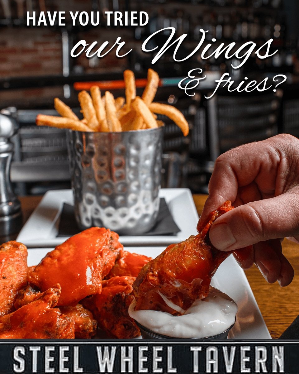 TavernSteel's tweet photo. Saucy. Crispy. Impossible to eat just one. 🔥 Our wings are calling your name! Add a cold drink + good company and you got the perfect Thursday. 🍺🔥 Live music too - 6:30 to 10:30pm!

#SteelWheelTavern #Ridgewood #RidgewoodNJ #NJEats #BuffaloWings #WingsAndFries https://t.co/B6CXTon9ji