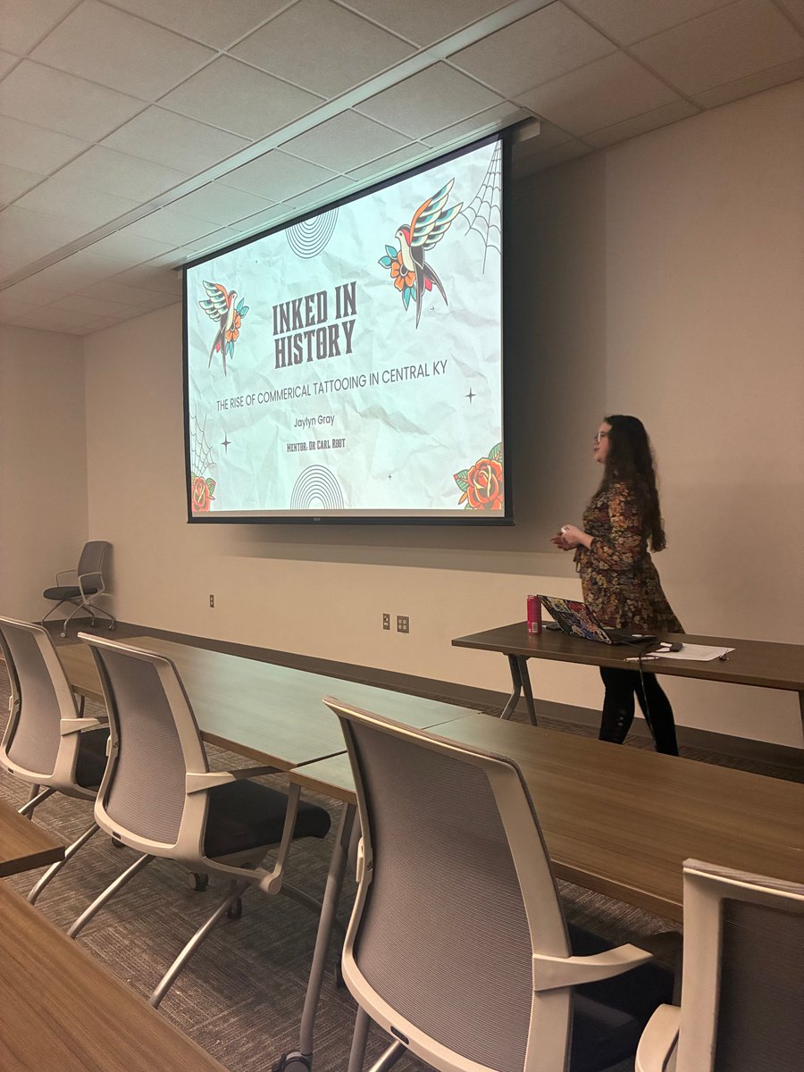 MrMarketingPhD's tweet image. Got to sit in on some awesome honors thesis presentations by a couple of our top @EKU_CoB students, Jaylyn Gray &amp;amp; Rachael Fritz, where they investigated two interesting research topics: commercial tattooing in Central Kentucky &amp;amp; sustainable tourism in Italy. #Honors #Thesis